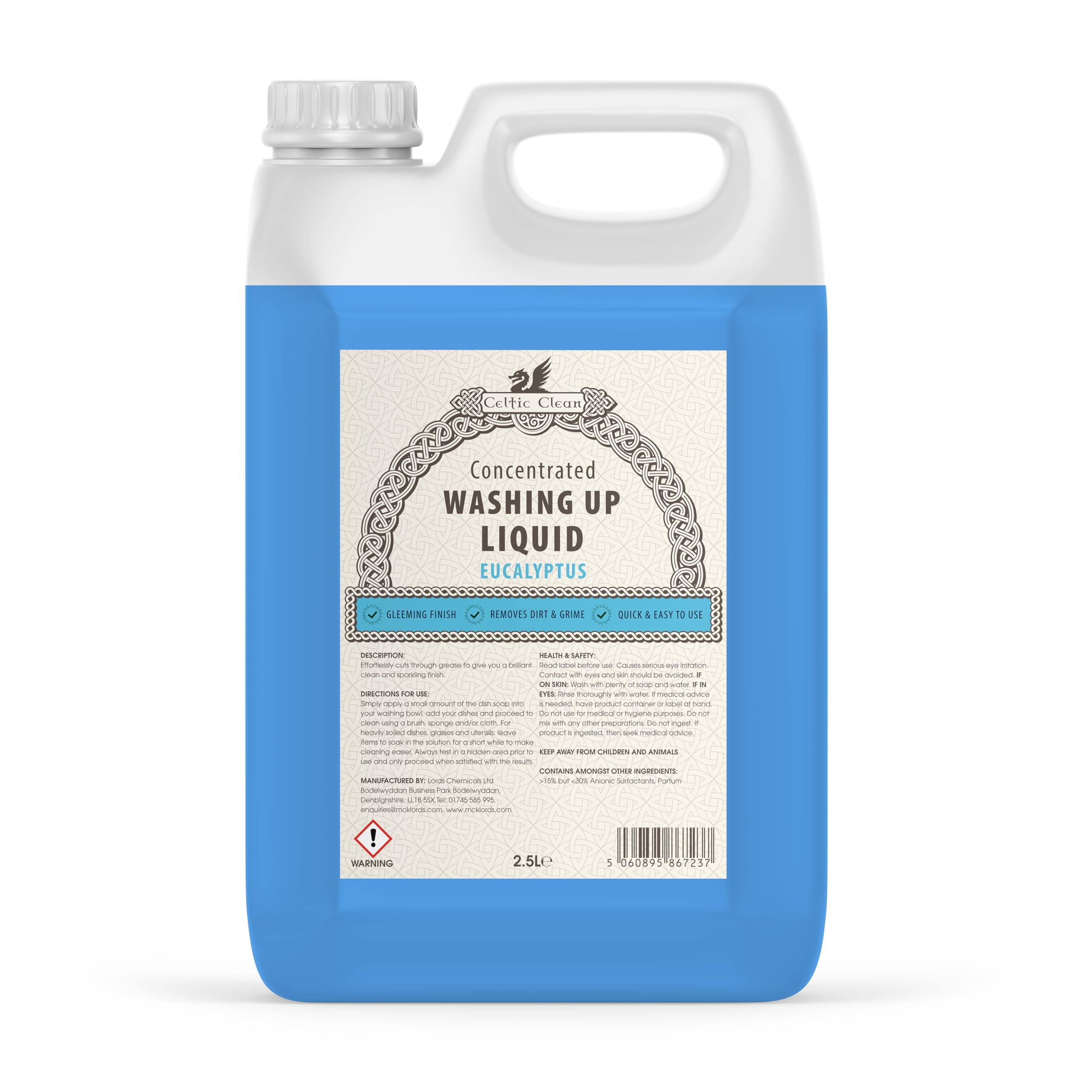 Celtic Clean - Washing Up Liquid - Eucalyptus - 2.5 Litre