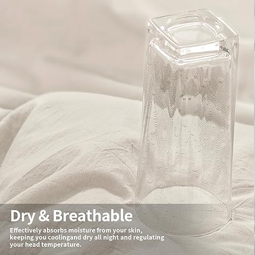 Miniatura 5 de NEXHOME PRO Juego de 2 fundas de almohada estándar 100% algodón orgánico, cierre de sobre, tacto de lino texturizado natural, suave y duradero,