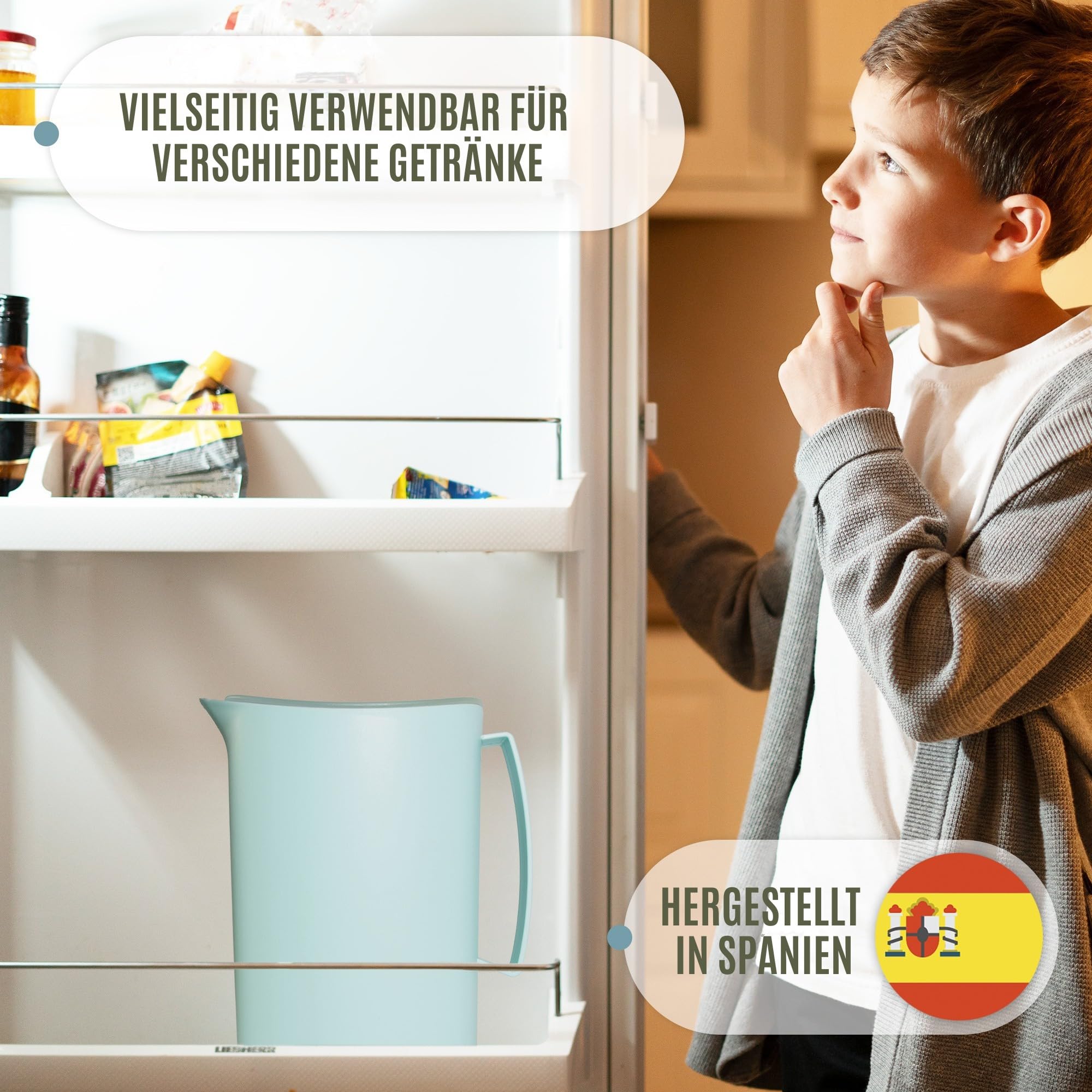 Wasserkaraffe 2 Liter aus Hochwertigem Kunststoff, Bpa-frei. Karaffe mit Deckel, Multifunktional für Feiern und Aktivitäten im Freien. Karaffe Plastik. (Grün)