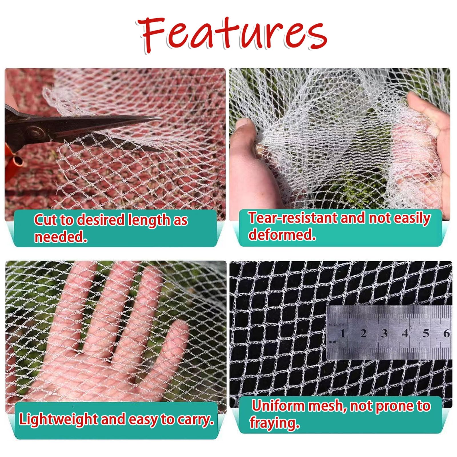 Malla Antigranizo,Malla Antigranizo para Plantas De JardíN,Red Protección De Frutas Y Verduras,Malla Anti-PáJaros,Resistente Al Desgarro,Tamaño Cortable,para Huertos Y invernaderos