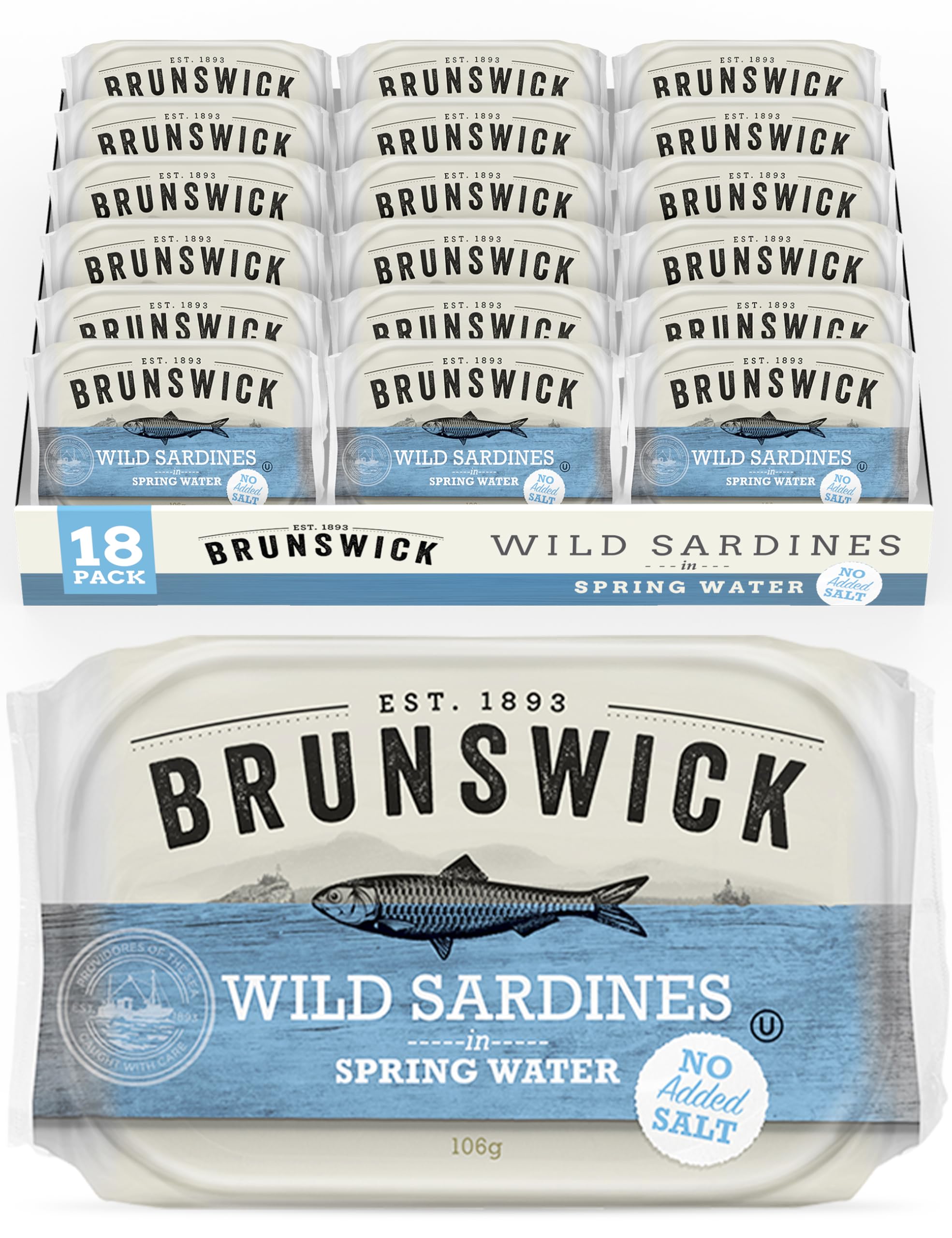 Brunswick Sardines Springwater No Added Salt 106Gx18