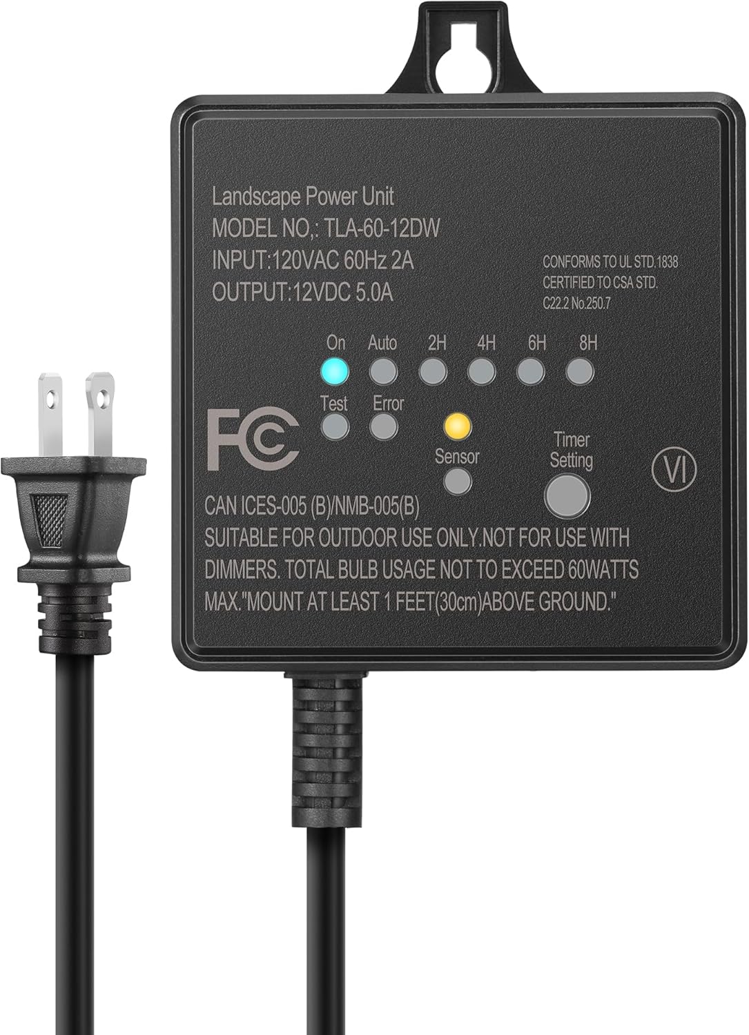 DEWENWILS 60W Outdoor Low Voltage Transformer with Timer and Photocell