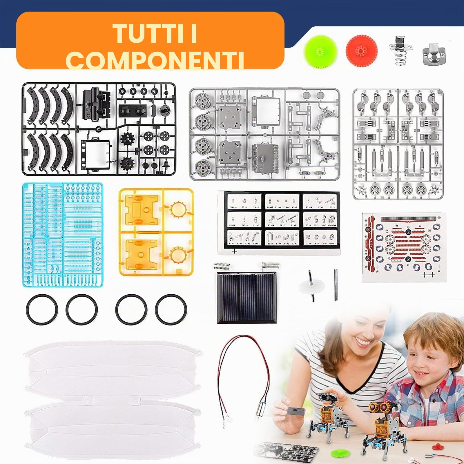 Educativi di Giocattoli a Nergia Solare,Set di Esperimenti Scientifici,Kit robot solare 29 in 1, kit di costruzione robot educativo, regalo di compleanno per esperimenti scientifici