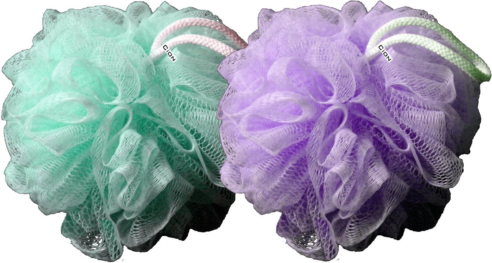 Cion Bath Sponge | Ultra Soft Exfoliating Loofah-Sponge-Scrub-Pouf for Shower (Green & Purple)