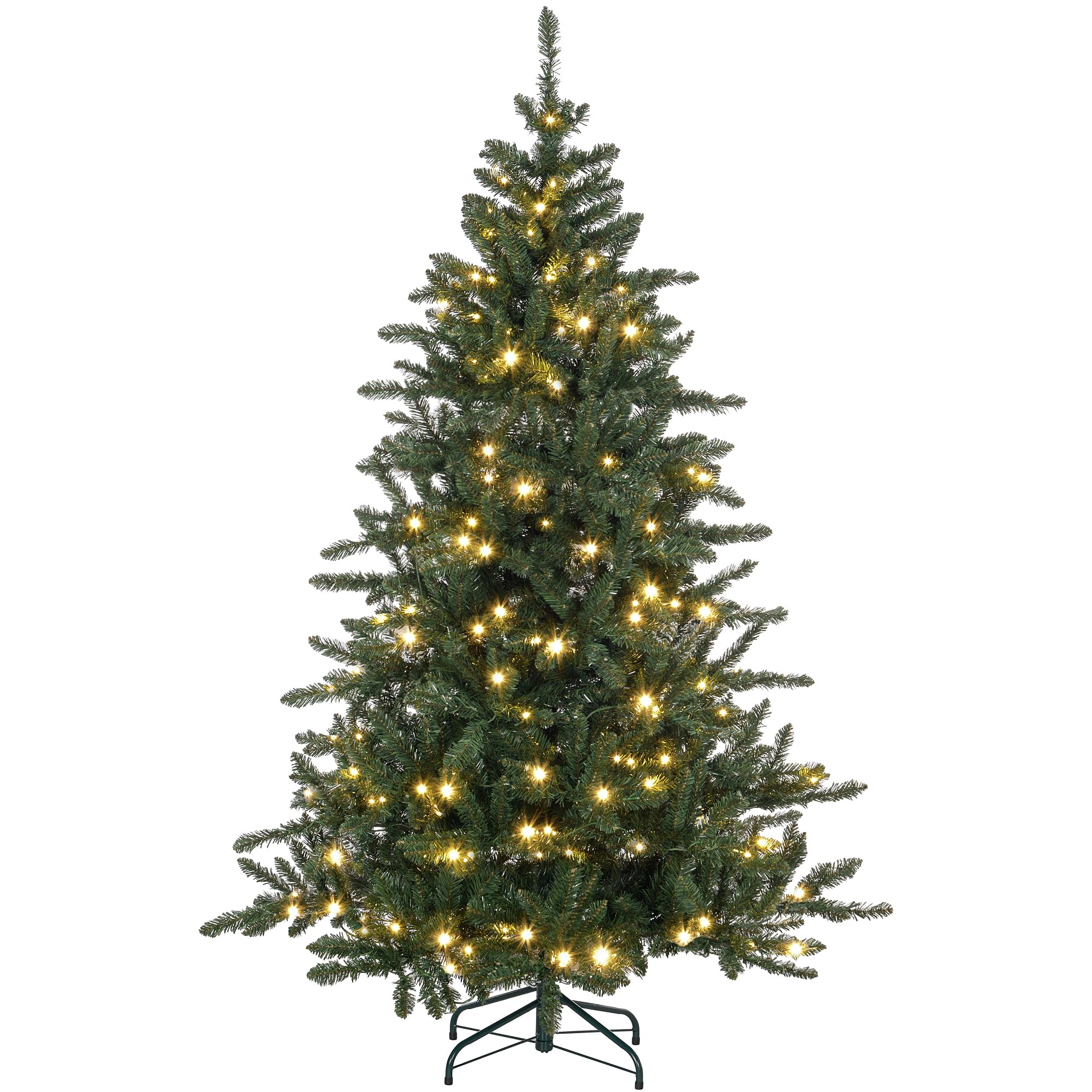HOMCOM Árbol de Navidad 180 cm Árbol de Navidad Artificial con 310 Luces LED 872 Ramas y Soporte de Metal Árbol Navideño para Salón Interior Verde