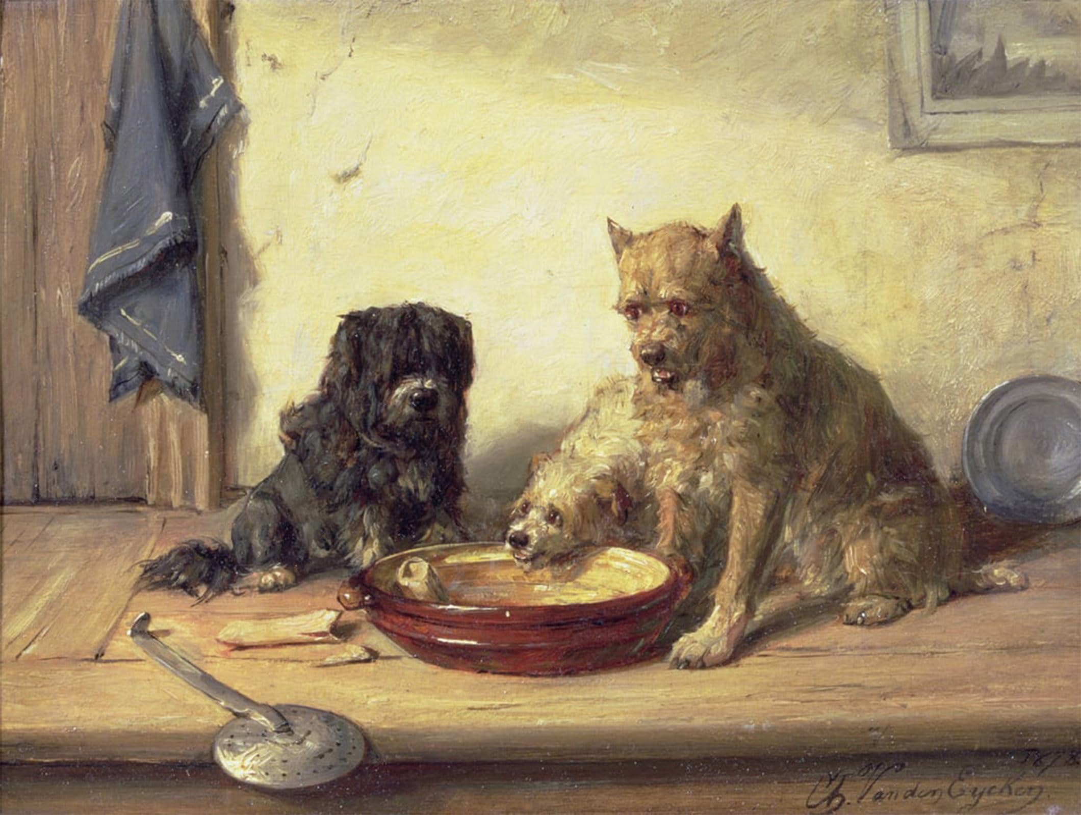 POSTERIIk Famous Animal Posters Vintage Picture Bone of Contention by Charles Van Den Eycken Modern Wall Decor for Home Decor 60x90cm