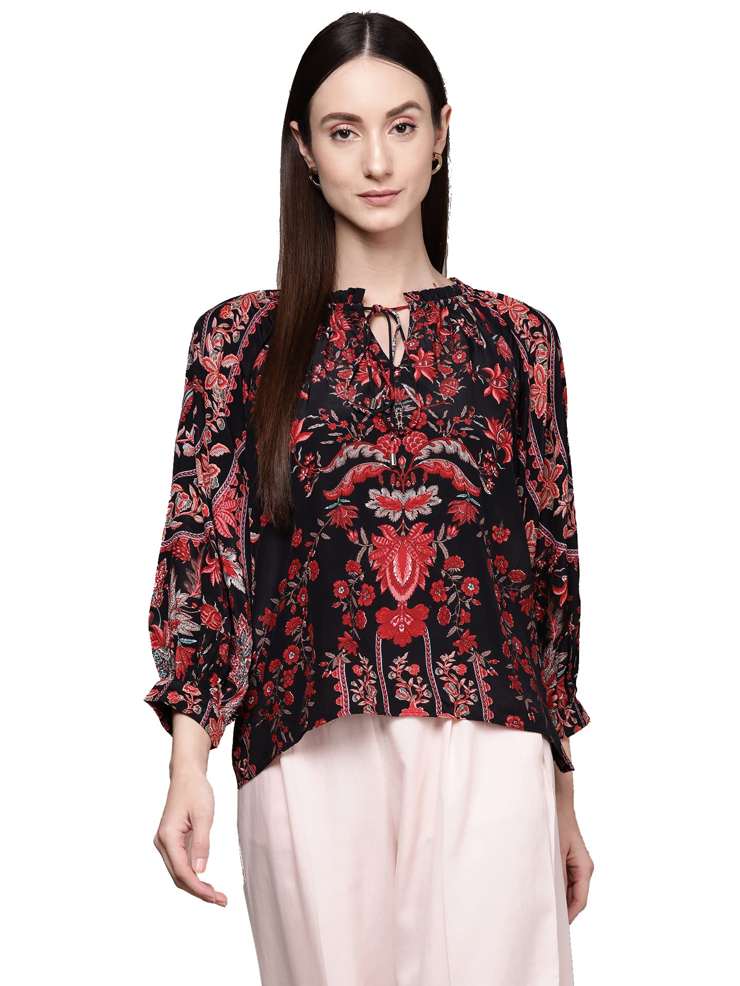 Label RITU KUMARBlack Floral Printed Top