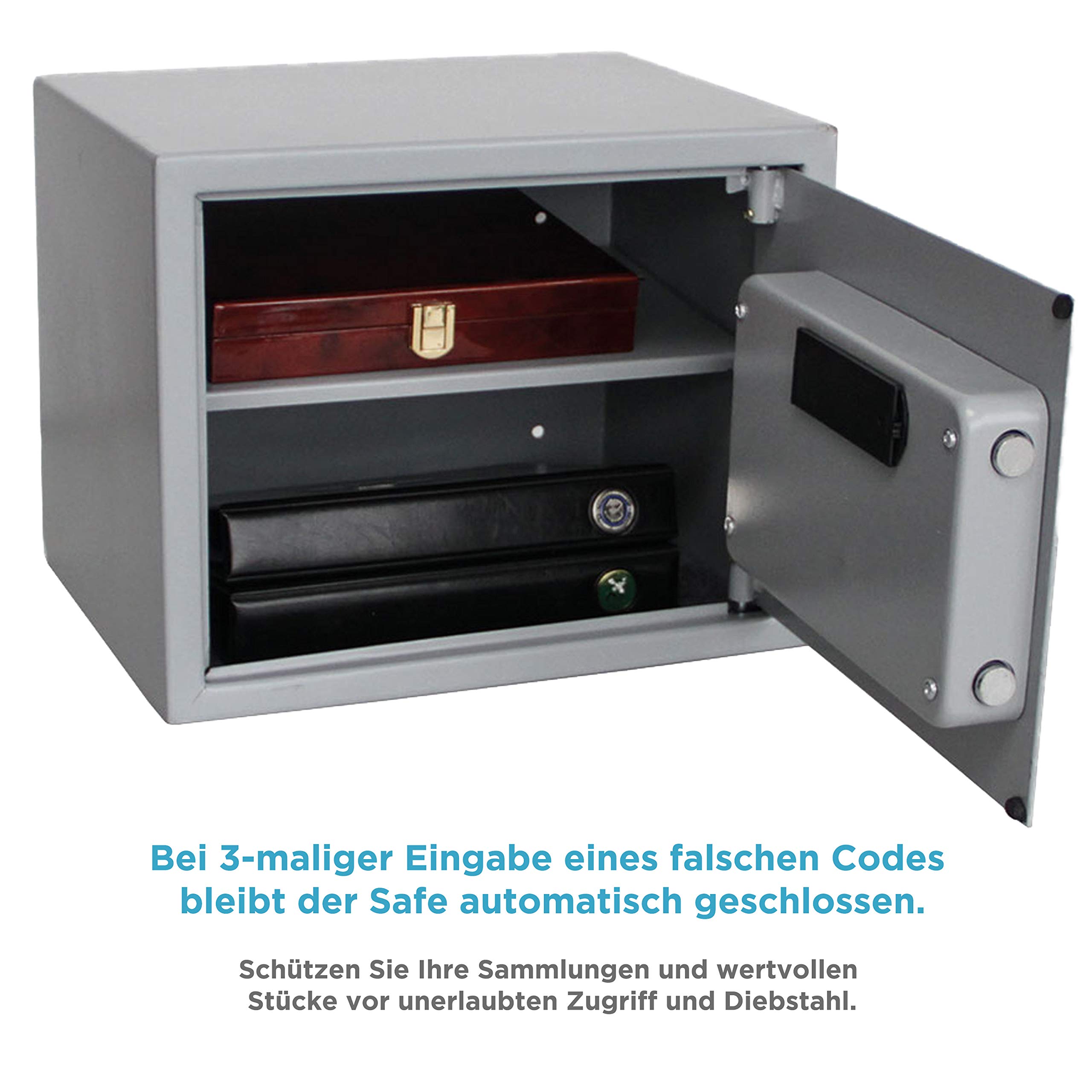 SAFE 3992 Tresor mit Zahlenschloss MIDI - Kleiner Tresor mit Zahlencode und Schlüssel - B 380 x T 300 x Höhe 300 mm 13 KG