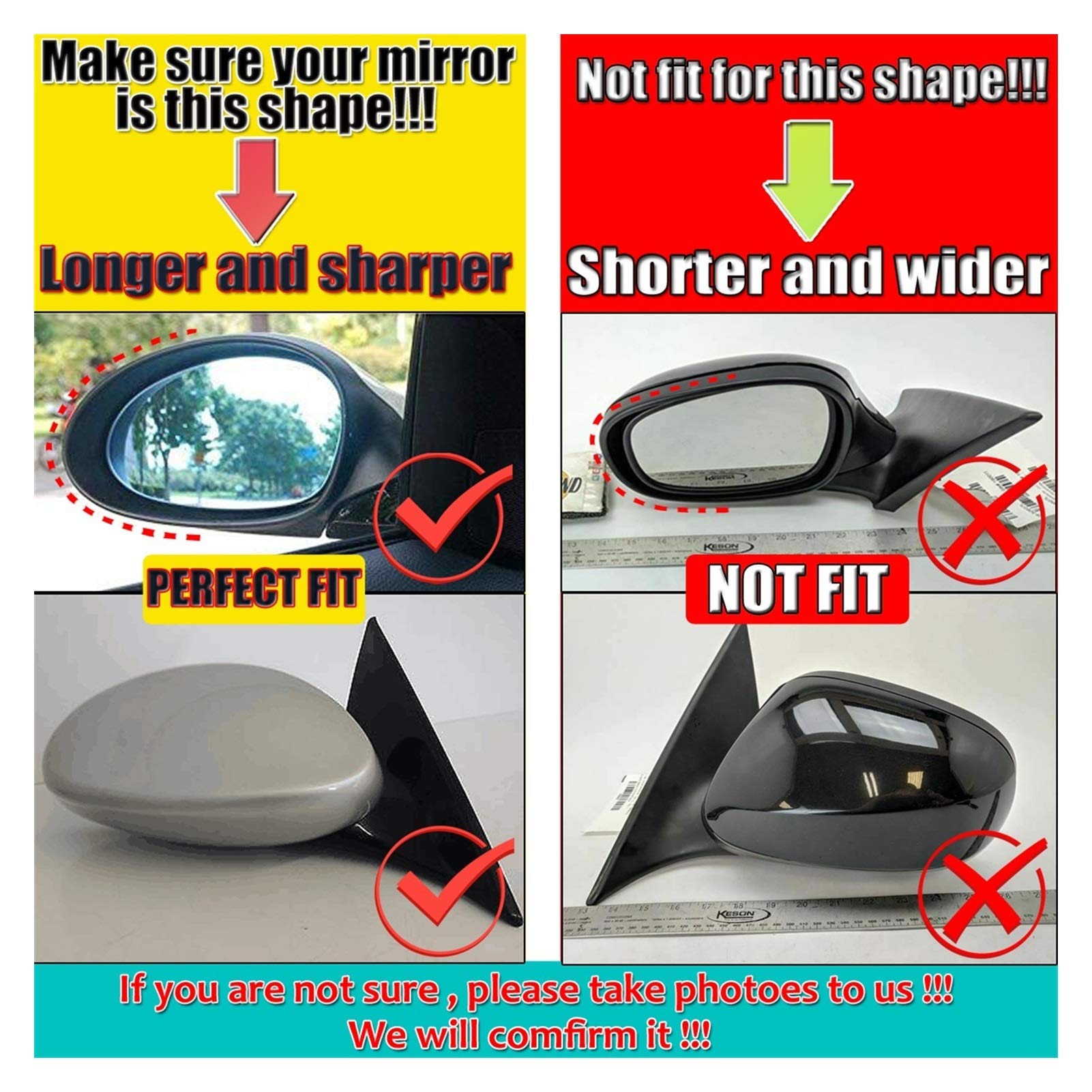 Cubierta DE 2XMIRROR E90 Puerta Lateral del Coche Retrovisor Tapa de la Cubierta del Espejo para BMW E90 E91 2005-2007 E92 E93 2006-2009 M3 Estilo E80 E81 E87 DaJiKan
