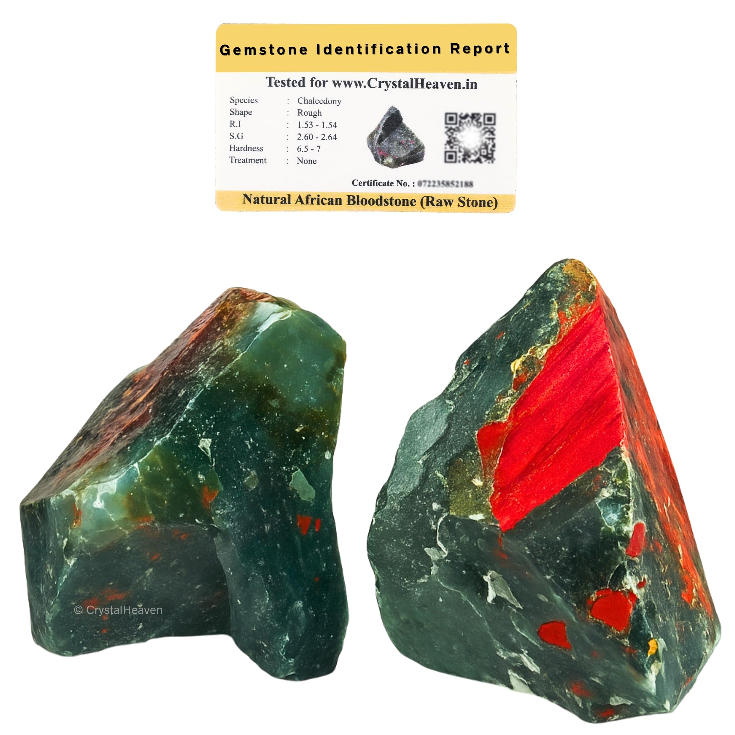 Crystal Heaven Certified African Bloodstone Healing Rough Stone,Natural Raw Crystals For Manifestation,Meditation And Reiki Healing(2 Pieces)