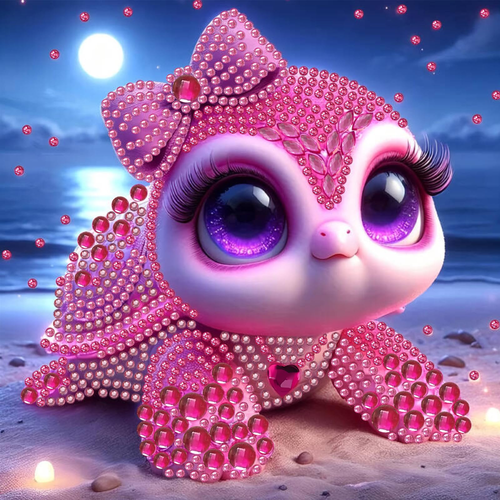 Pink Turtle Special Shaped 5D DIY Partial Drill Diamonds Dots Gem Art Kits for Adults Home Wall Decor Diamond Dots Paintings Diamonds Paintings Gem Art 11.81 X11.81inch