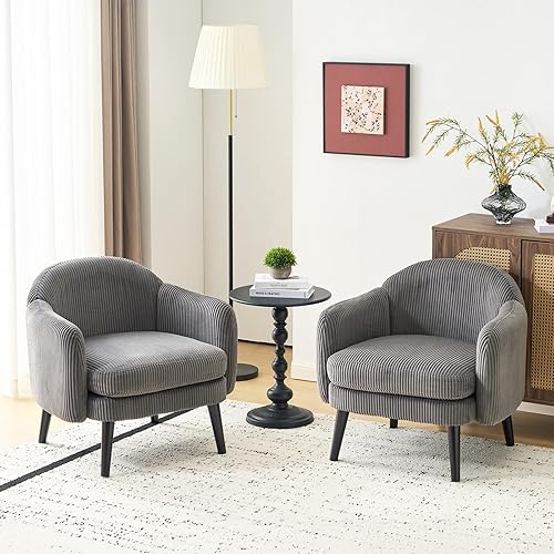 VINGLI Juego de 2 sillones modernos de 30.3 pulgadas de ancho con reposabrazos de pista, patas de madera maciza, cómodas sillas tapizadas, sofá