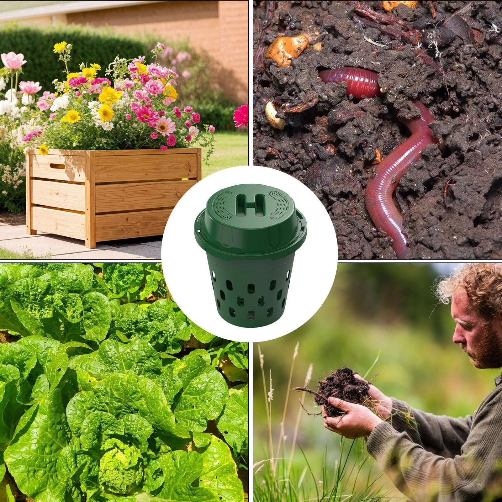Komposteimer, Wurmkomposter für den Außenbereich mit langlebigem, belüftetem Design, robuster Gartenkompostbehälter für den Hinterhof, Inground Komposter für effizientes Abfallrecycling