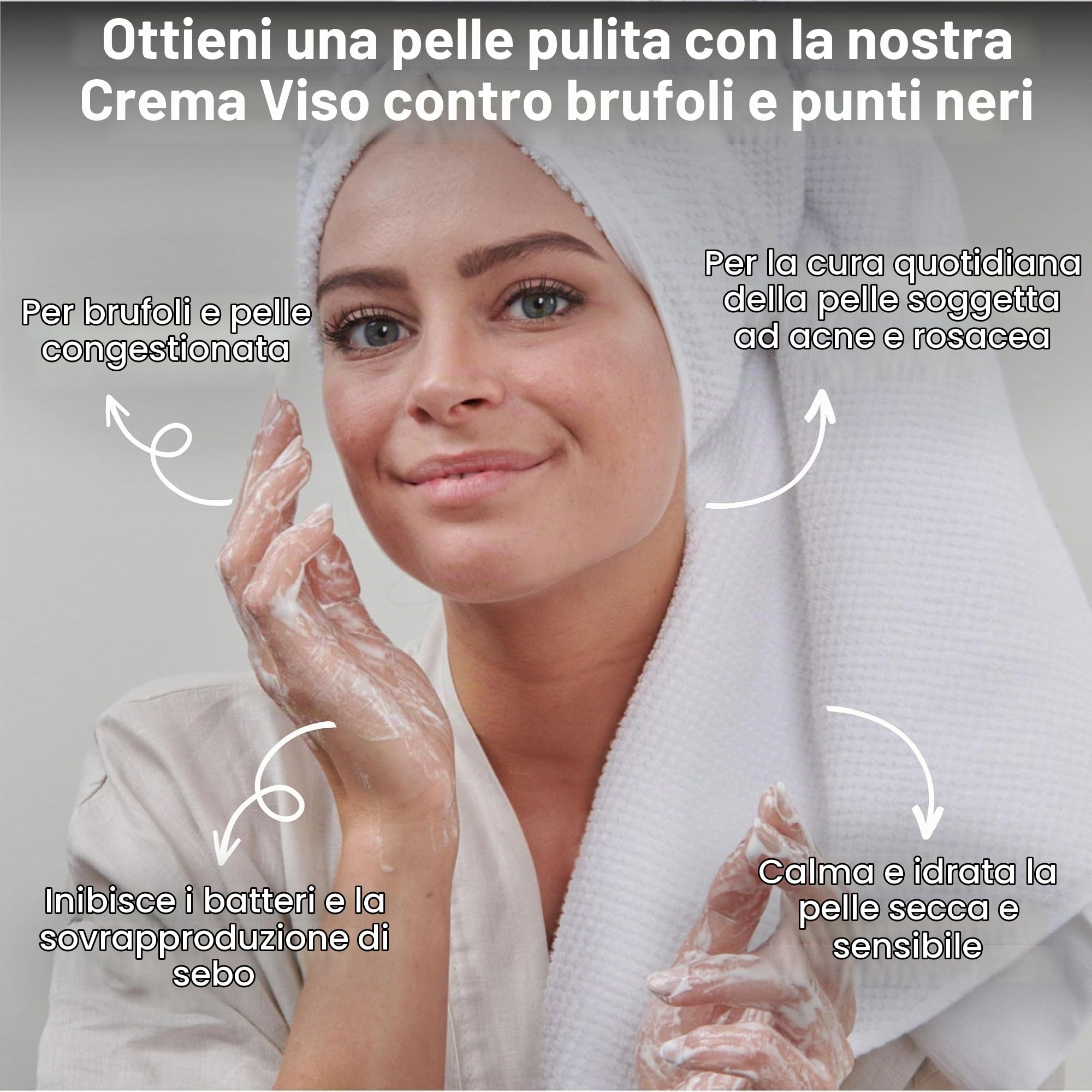 Crema viso contro acne, brufoli e punti neri 500 ml – Assorbimento rapido con Vitamina E & 4-Terpineol naturale, noto dal olio dell'albero del tè