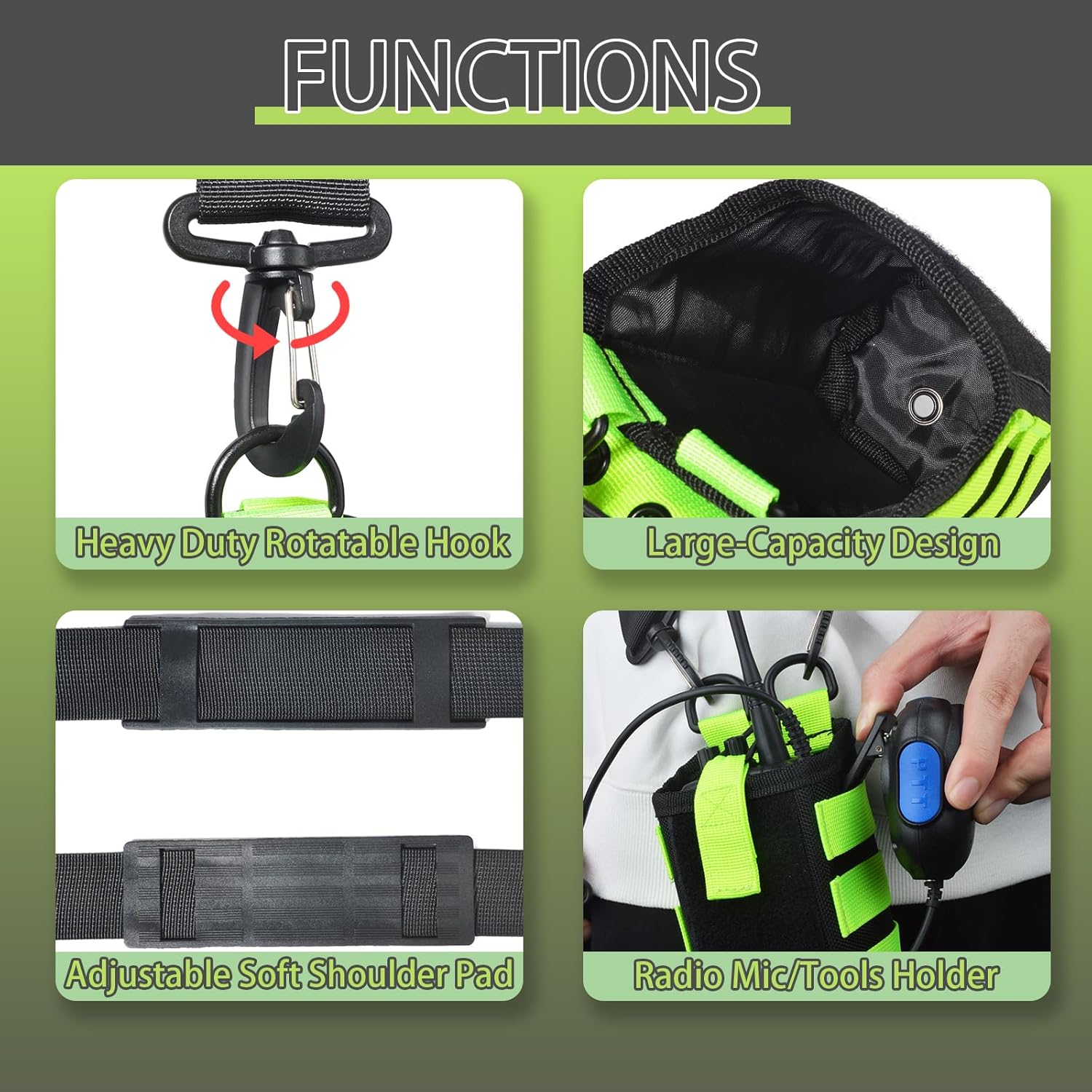 Tactical Walkie Talkie Pouch with Adjustable Shoulder Strap, Universal Molle Radio Holder for Duty Belt and Backpack, Heavy Duty Holster Radio Case for BaoFeng Motorola Yaesu Midland HT