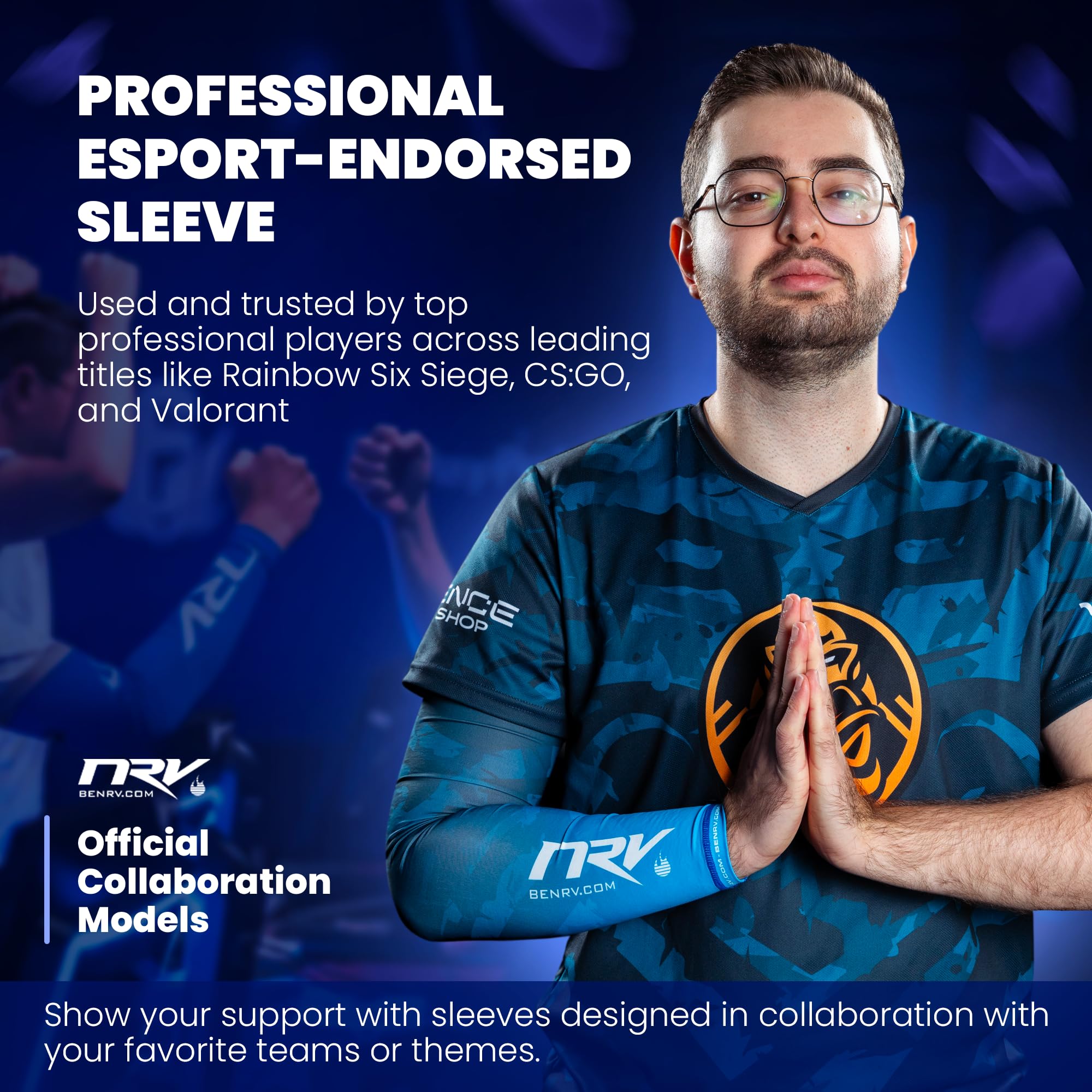 Brazalete Gaming eSport Dark Sakura Compresión Anti-Fricción Negro Violeta Talla S a 3XL