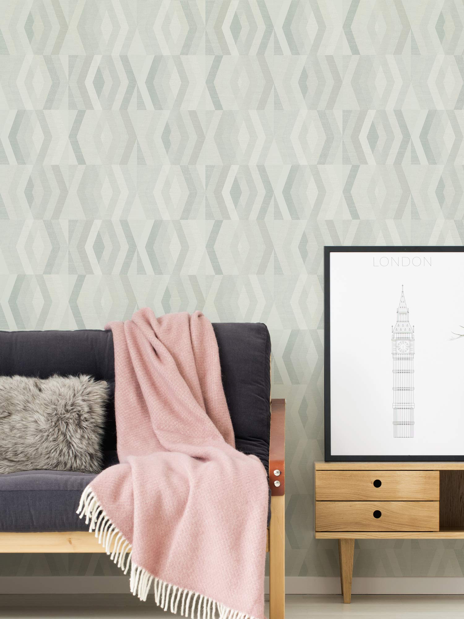 Papel Pintado Geométrico Geo Nordic Papel pintado tejido no tejido 10.05 m x 0.53 m Gris Beige Fabricado en Alemania de A.S. Création 375334 37533-4