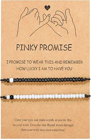 Pinky Promise Matching Bracelet for Couples Soulmate Man Distance Relationship Gifts for Women Men Him Her