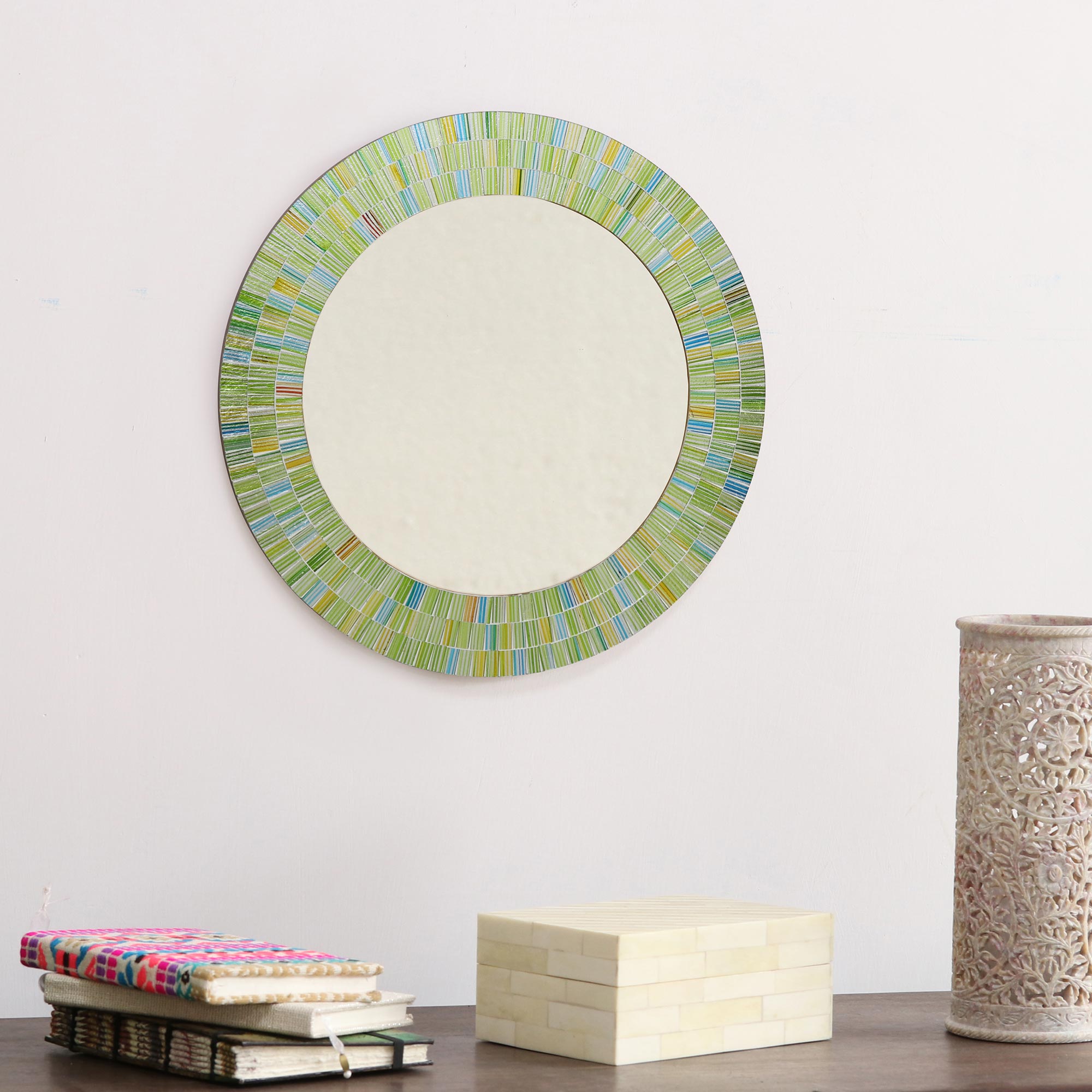NOVICA Green and Blue Glass Mosaic Wood Framed Decorative on Amazon Live