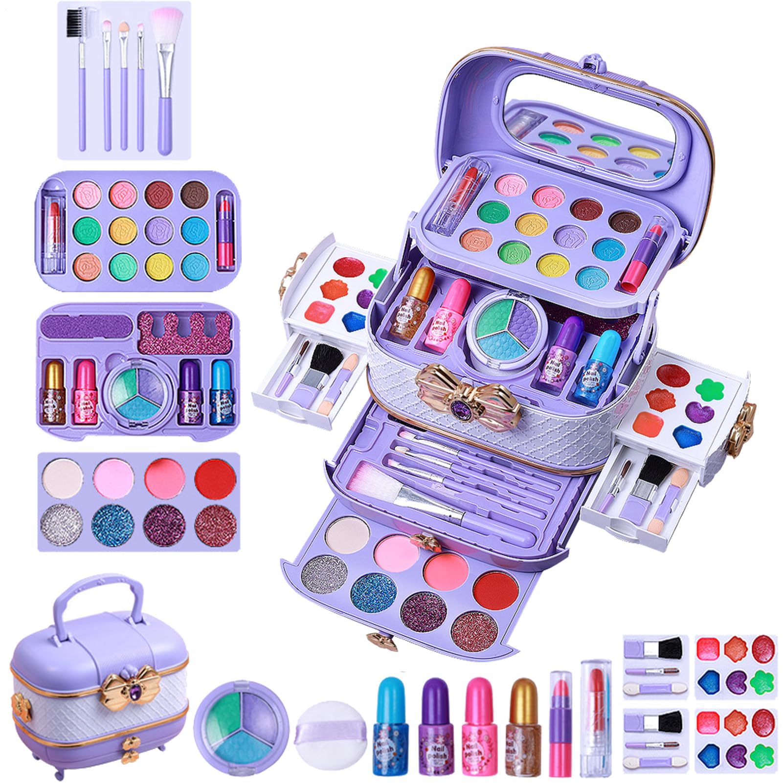 Set di trucchi per bambini e bambine, set di trucchi, set di cosmetici | Princess Toys, di simulazione, lavabile 57X, per bambini e bambine, giochi di compleanno