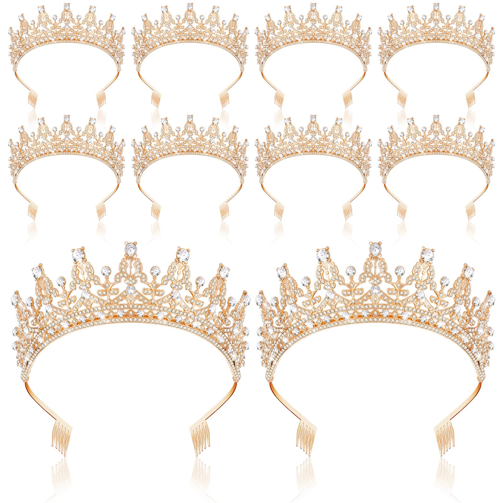 Wavyknot 10 Pieces Crown Headband Crystal Tiara Crowns for Women