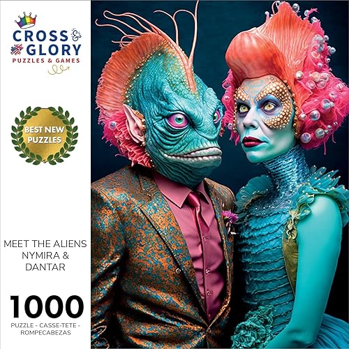 Miniatura 2 de Cross & Glory - Conoce a los aliens Nymira y Dantar - Rompecabezas de 1000 piezas para adultos  Rompecabezas de historia de amor cósmico  Aventura