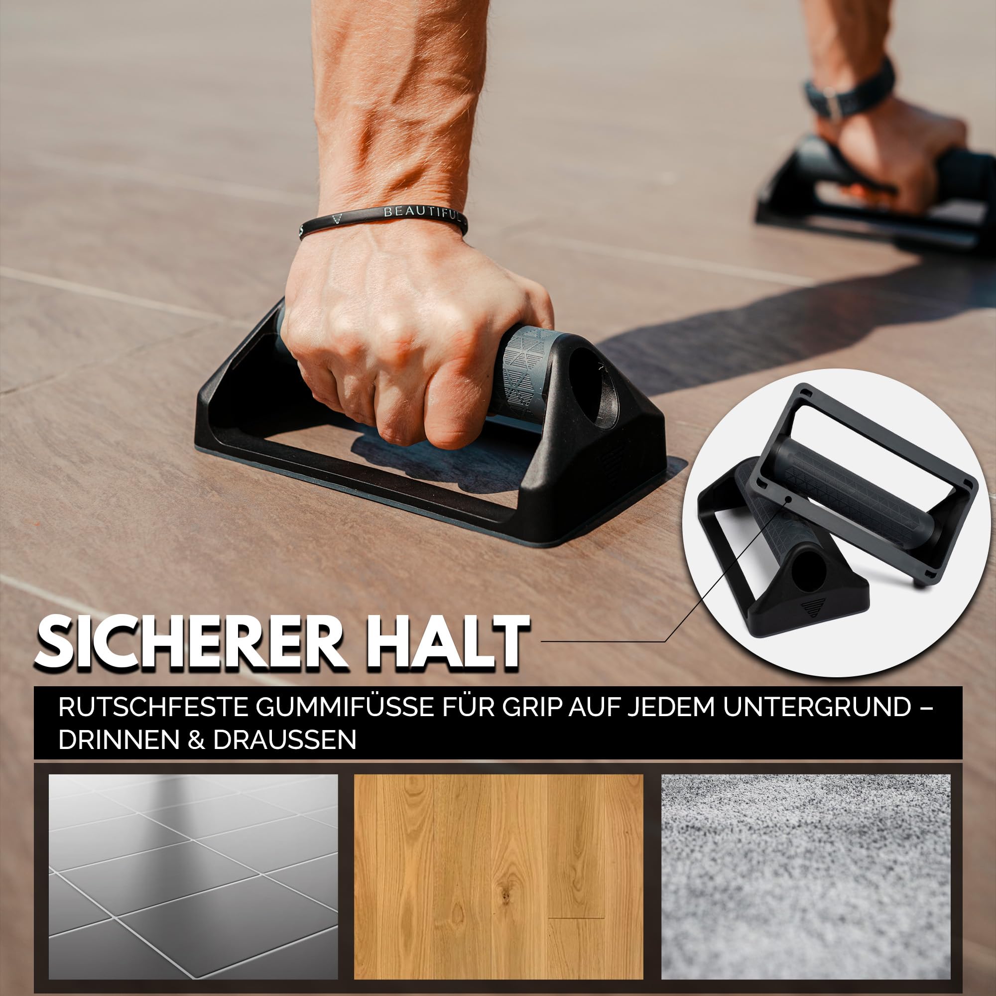 GORNATION Liegestützgriffe, Push Up Bars mit Silikongriff & rutschfester Gummibasis, Leicht & Transportabel, Calisthenics Equipment Zuhause, Handstand Griffe, Home & Outdoor Workouts