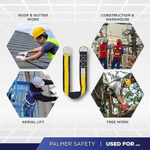 Miniatura 5 de Palmer Safety Correa cruzada de brazo de 3 pies, gargantilla de correas de haz de 3 pulgadas de ancho con anillo en D grande y pequeño, cordón de