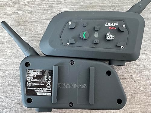 Miniatura 5 de MIMIRACLE V6 Pro - Casco de motocicleta con Bluetooth, hasta 6 ciclistas de 2 vías 1200M IP65, impermeable, sistema de comunicación inalámbrico para