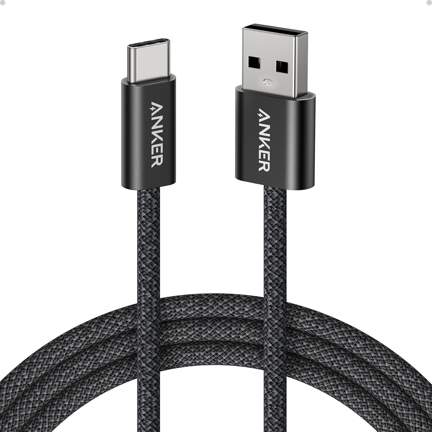 Anker Zolo USB-A To USB-C Cable, Seamless Carplay Connection, 6 FT Durable And Braided Type C Fast Charging Cable, Premium Look With Slim Connector, For iPhone 16/15 Series, iPad Pro, And More, Black