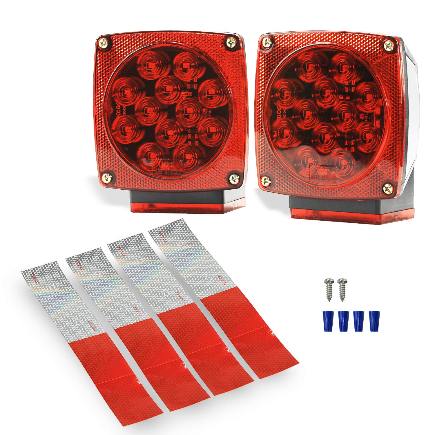 Wellmax12V LED Trailer Lights | Utility Bulbs for Easy Assembly | Submersible Tail Lights for: RV, Marine, Boat, Trailer + for Outdoor terrains | DOT Compliant