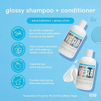VERB Glossy Conditioner Conditions, Detangles + Adds High Shine for Thick to Coarse Hair Vegan, No Parabens or Harmful Sulfates