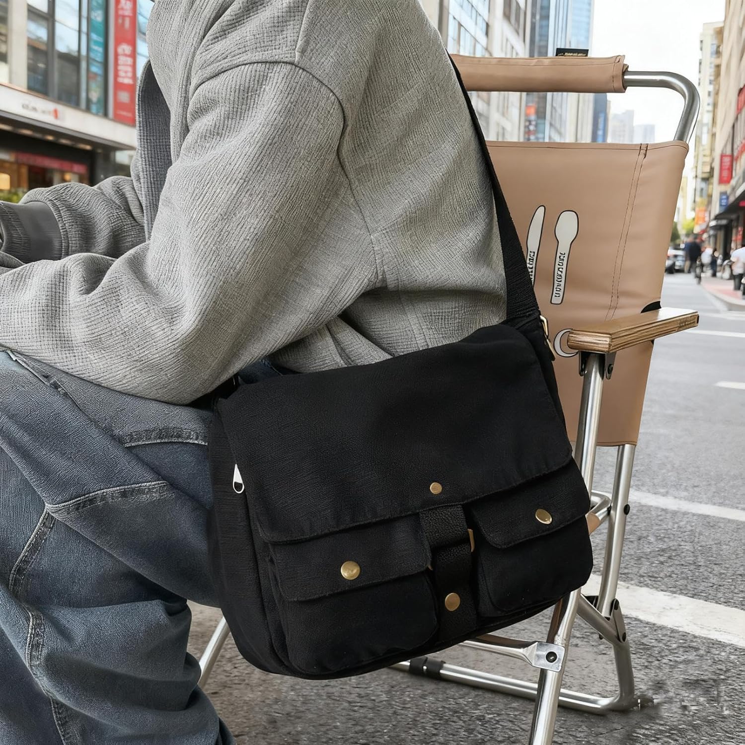 School Vintage Canvas Messenger Bag for Men Crossbody Shoulder Bag Satchel Handbags - Image 2