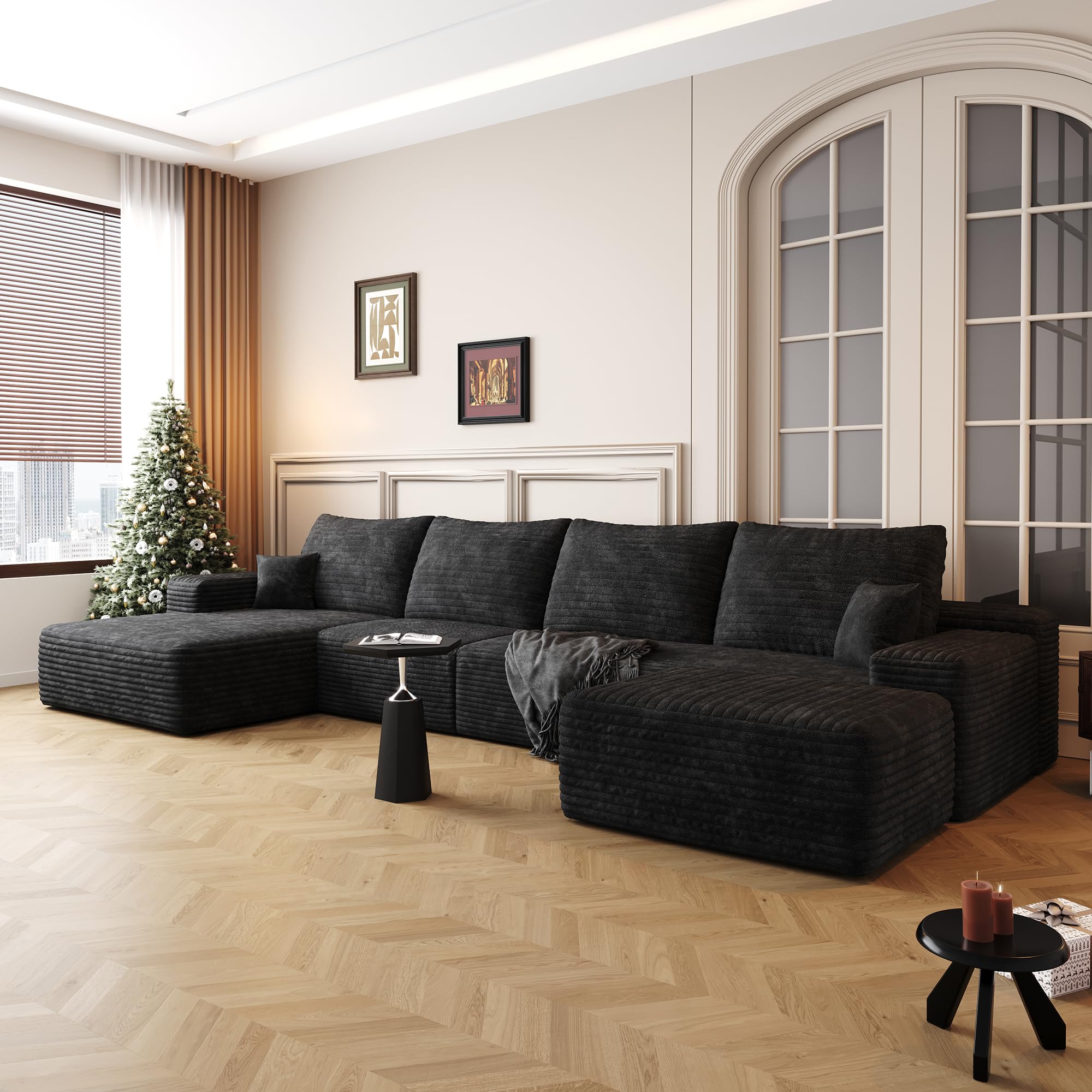 96" Sectional Couches for Living Room Cloud Couch Sofa with L-Shape Upholstered Boneless Couchs Modern Modular Sectional Couch with Chaise