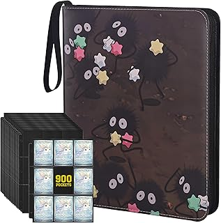 Carpeta de tarjetas coleccionables de 9 bolsillos y libro de tarjetas deportivas, álbum con cremallera de 3 anillos con capacidad para 900 tarjetas con 50 páginas extraíbles, se adapta a