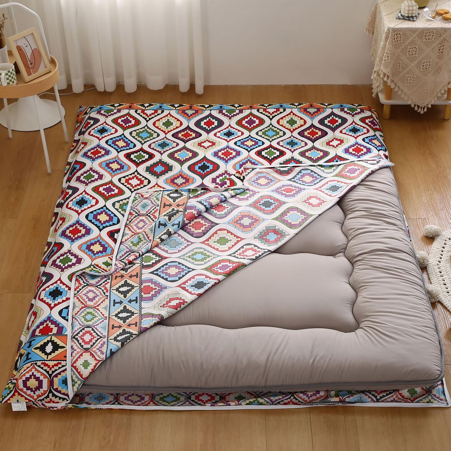 LDLCYCN E,180x220cm, Futon Mattress Cover with Zipper Japanese Floor Mattress Cover Dustproof Mattress Protector Soft Mattress Cover Tatami Mattress Cover Futon Slipcover Comfortable