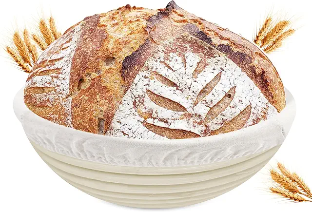 Cesto para Pão de Fermentação Natural com Forro de Lino - Canasta de Ratã