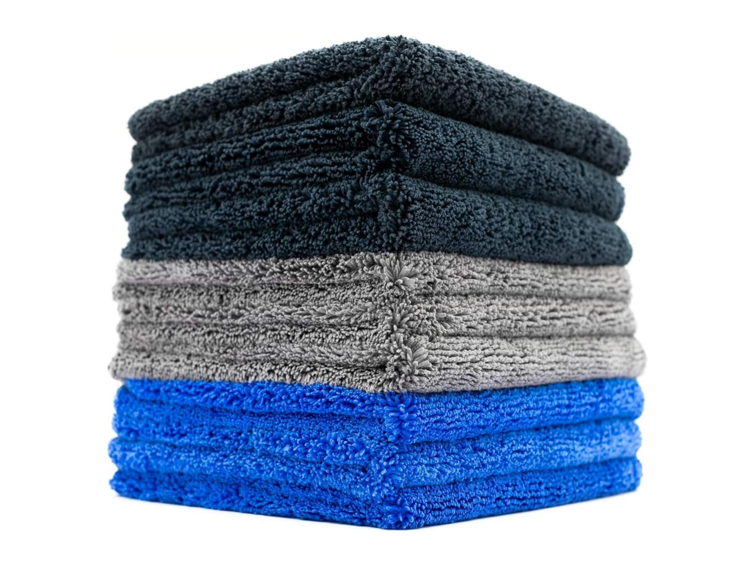 The Rag Company - Spectrum 420 Dark Pack - Professional 70/30 Blend, Dual-Pile Plush, Microfiber Auto Detailing Towels, 420gsm, 16in. x 16in, Black + Grey + Blue (9-Pack)