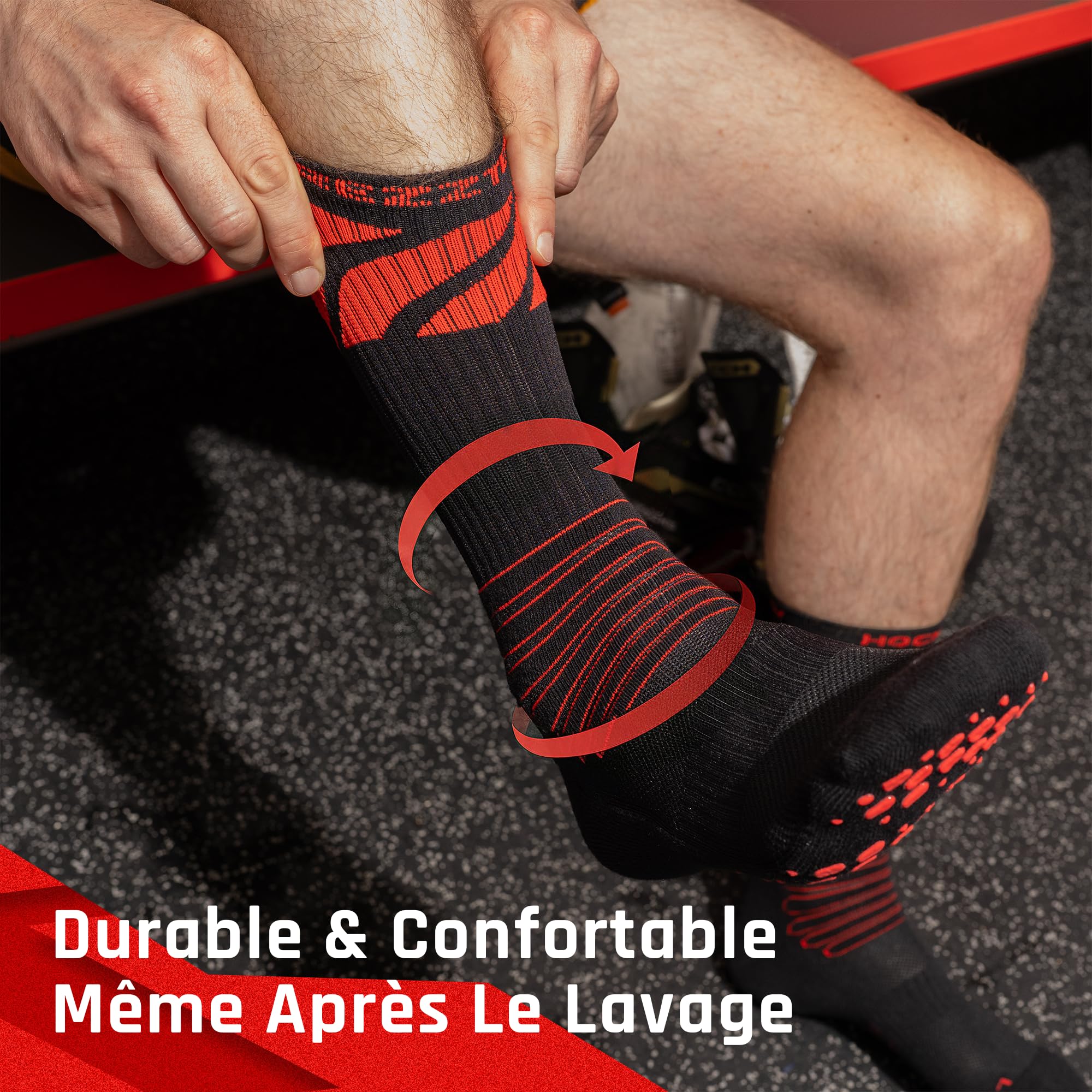 Rezztek Chaussettes de patins de hockey avec semelle antidérapante et protection anti-morsure