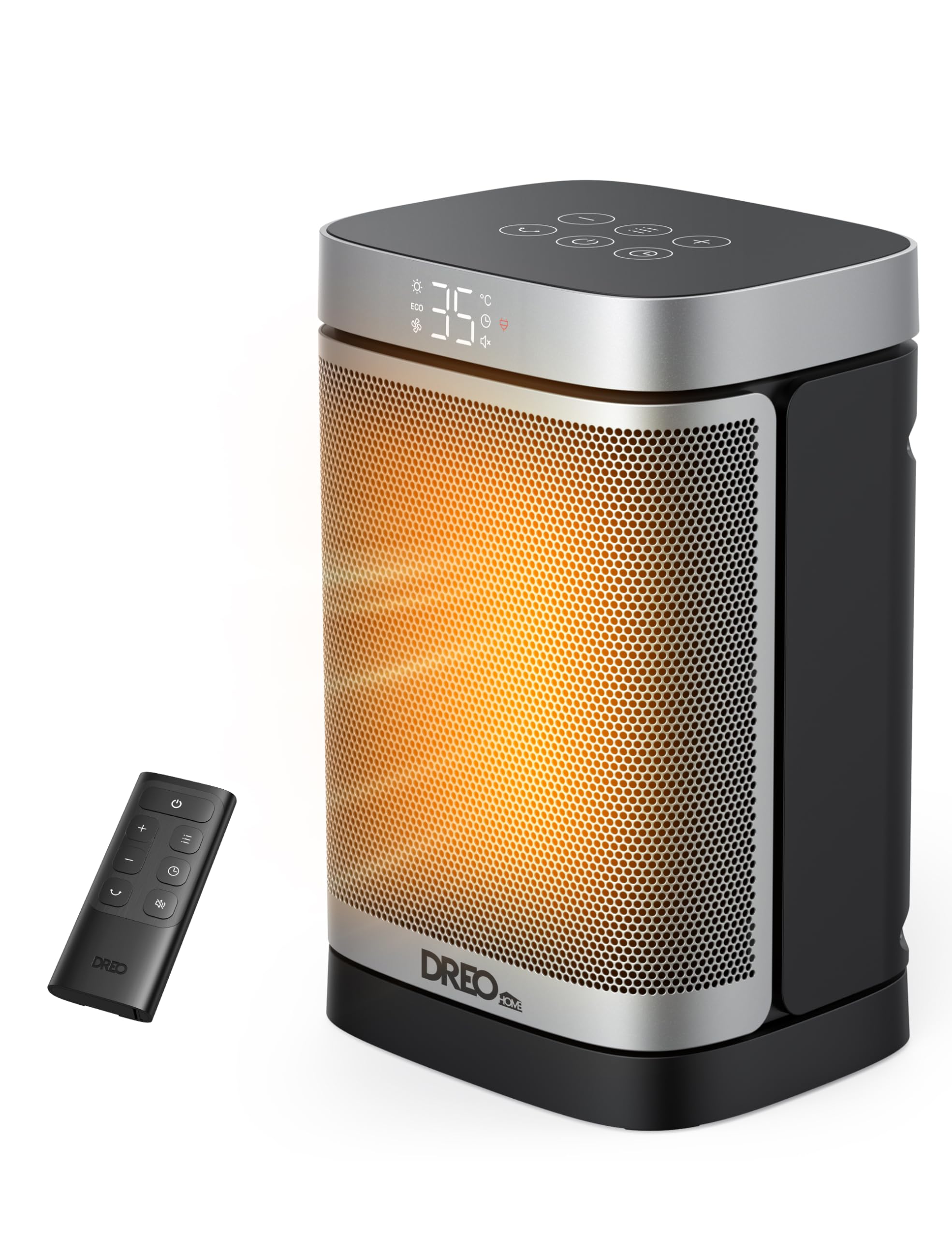 DREO Space Heaters for Indoor Use, 1500W Electric Heater for Bedroom Home Office, Safe PTC Ceramic Heater with Thermostat, Portable Heaters with Remote, 70°Oscillation, 12H Timer, 5 Modes