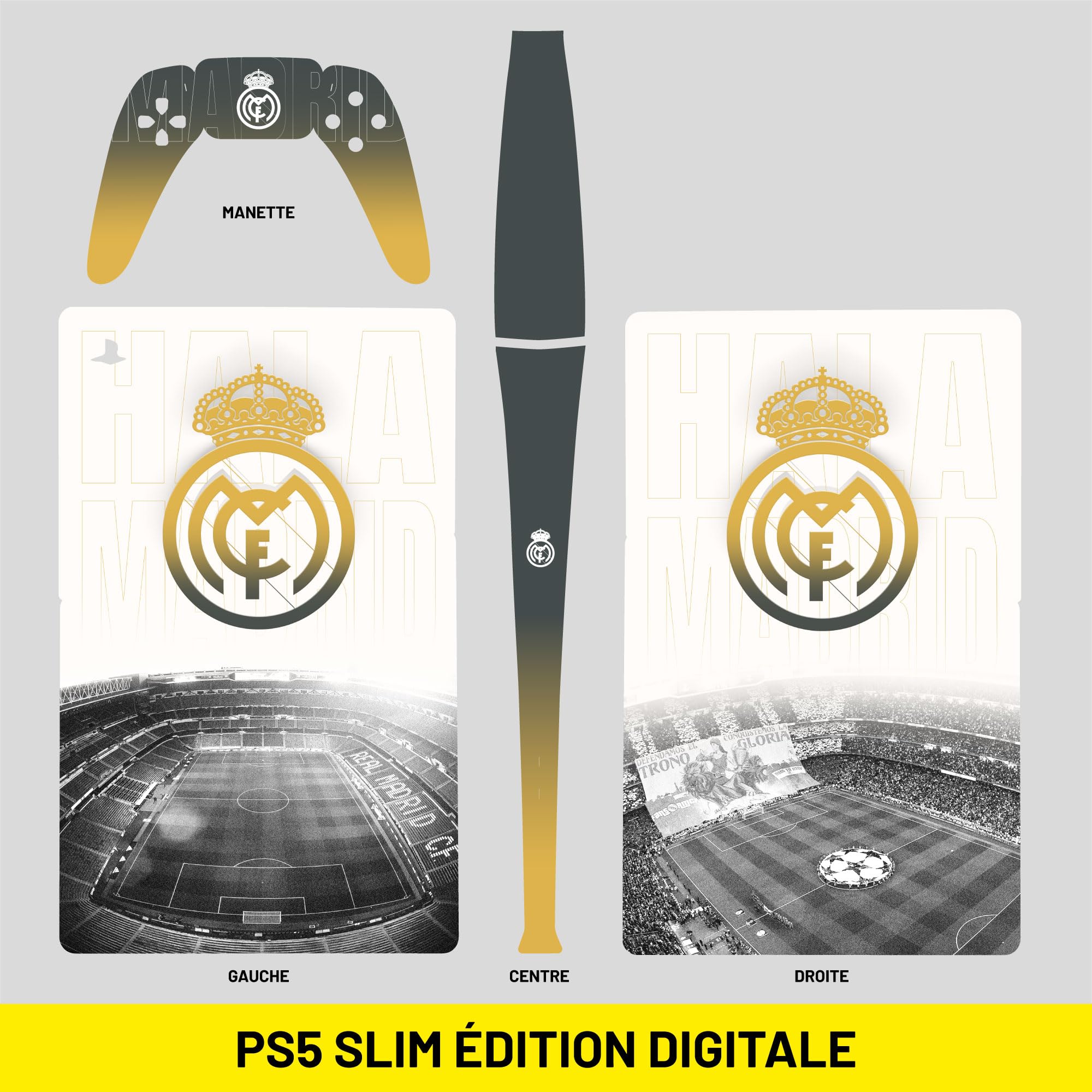 PS5 Football Sticker, Adhesivo para Playstation 5 Fútbol, Consola y Mando, Slim Digital Edition, Madrid PS5 Skin (2 Mandos)