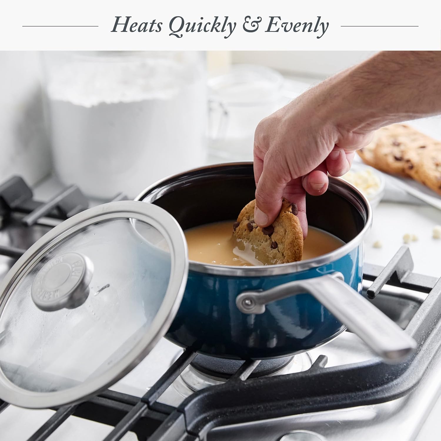 Merten & Storck European Crafted Steel Core Enameled Cookware, 1.4QT Saucepan Pot with Lid, Induction, PFAS & PTFE Free, Dishwasher Safe, Oven & Broiler Safe, Aegean Teal