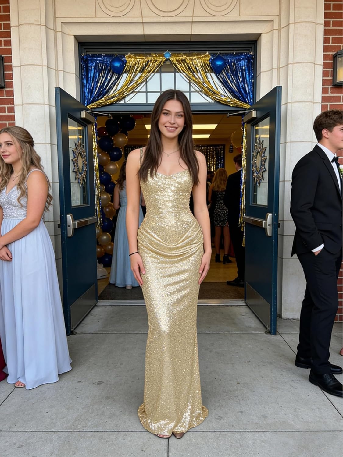 Prom Dress 2026 Mermaid with Slit Sparkly Sequin Corset Tight Formal Evening Party Gown