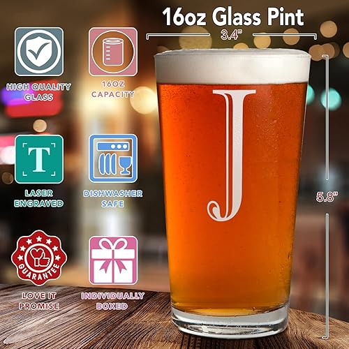 Miniatura 8 de Vasos de bebida personalizados con monograma de letra inicial K grabada con letra K para cerveza de 16 onzas pinta regalos únicos de cumpleaños para