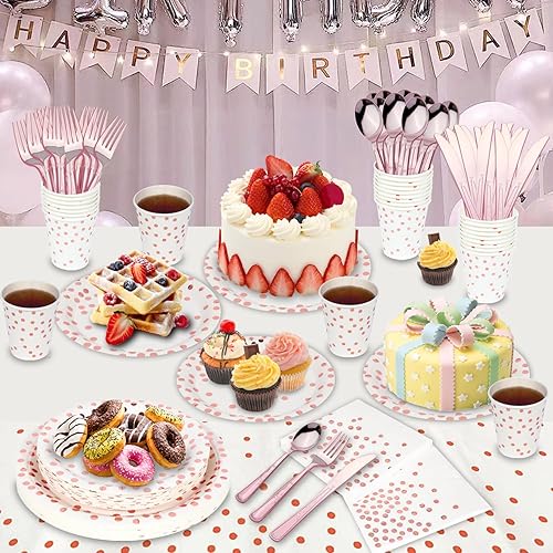 Vista 14 de Juego de vajilla desechable dorada de 176 piezas y vajilla desechable de punto dorado para fiesta, platos de papel negro, servilletas, vasos, 176