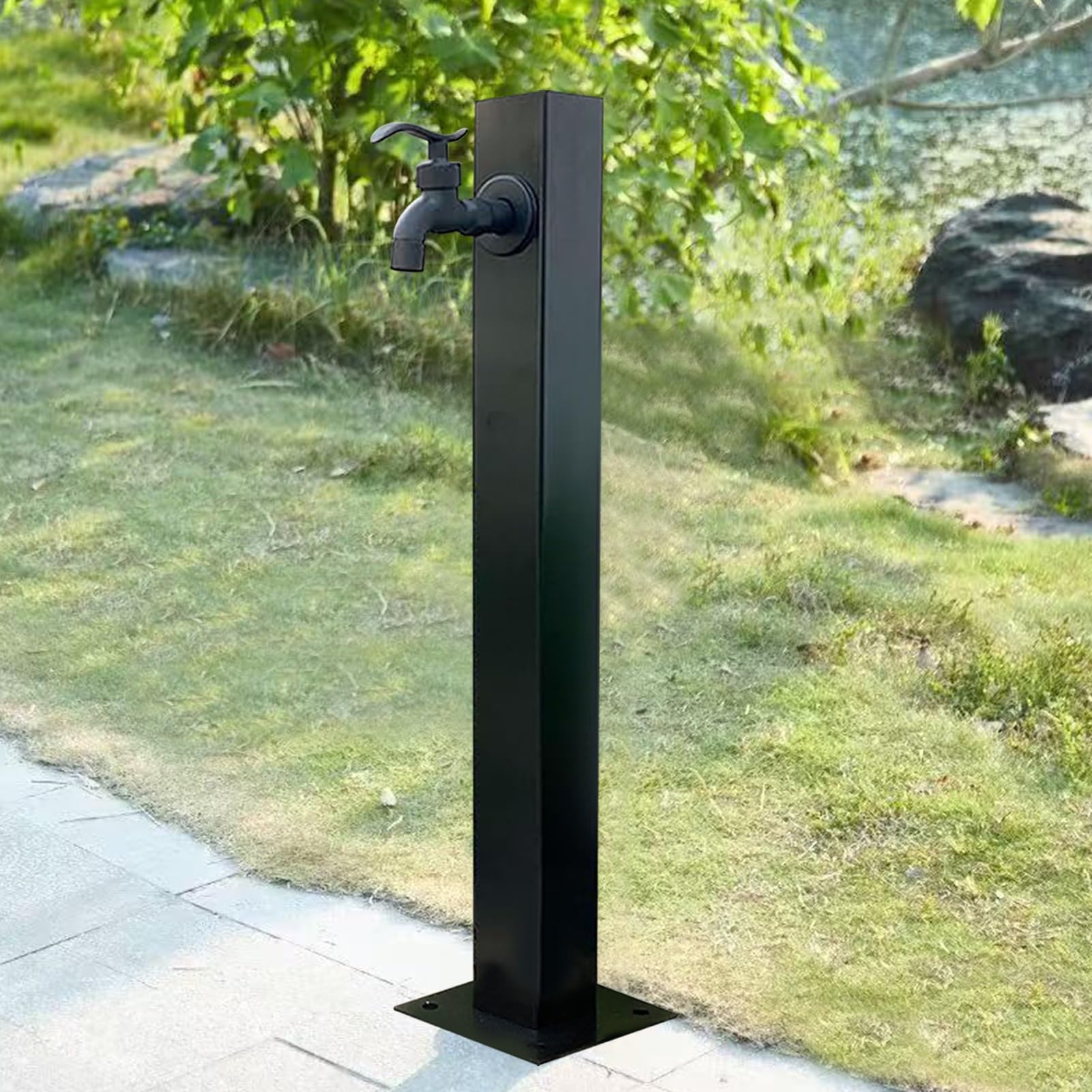Colonna d'acqua da giardino in acciaio inox, resistente fontana verticale con rubinetto, fonte di idratazione esterna per terrazze e prati (altezza 1,8 m)