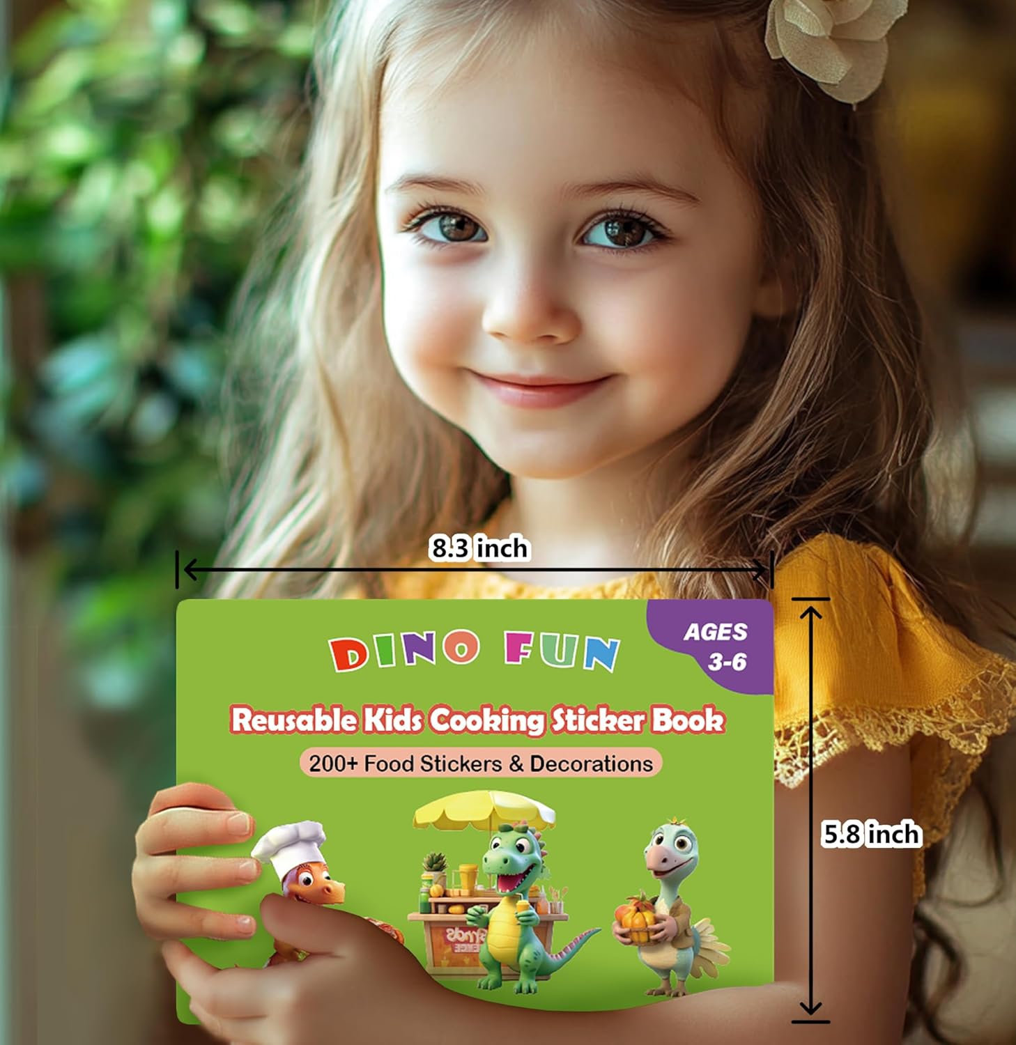 Dino Fun Cooking Sticker Book, Create & Play with 200+ Removable Food Stickers & 11 Playful Kitchen Scenes for Kids 3-6