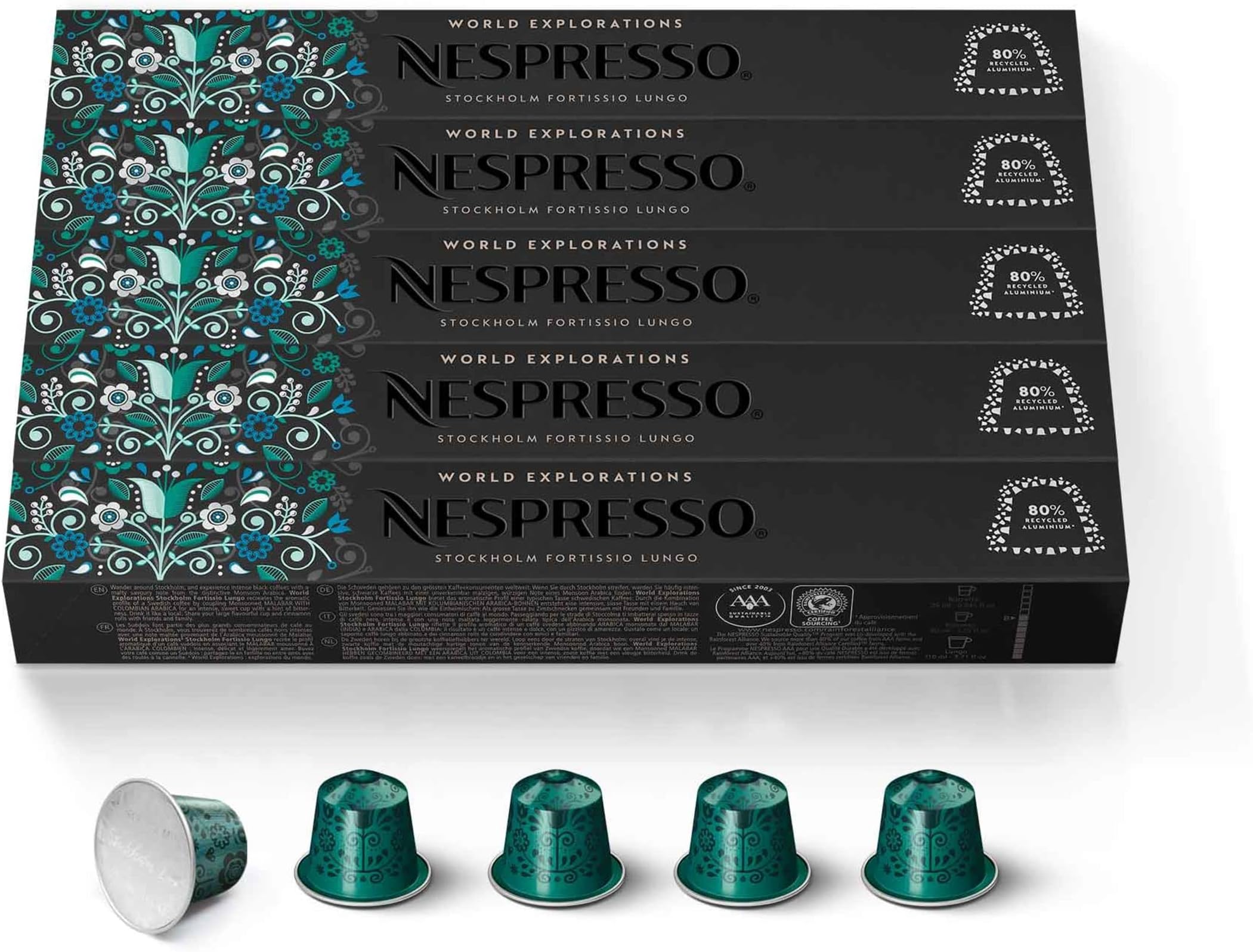 Capsules Original Line, Stockholm Fortissio Lungo, Dark Roast Coffee, 50 Count Coffee Pods