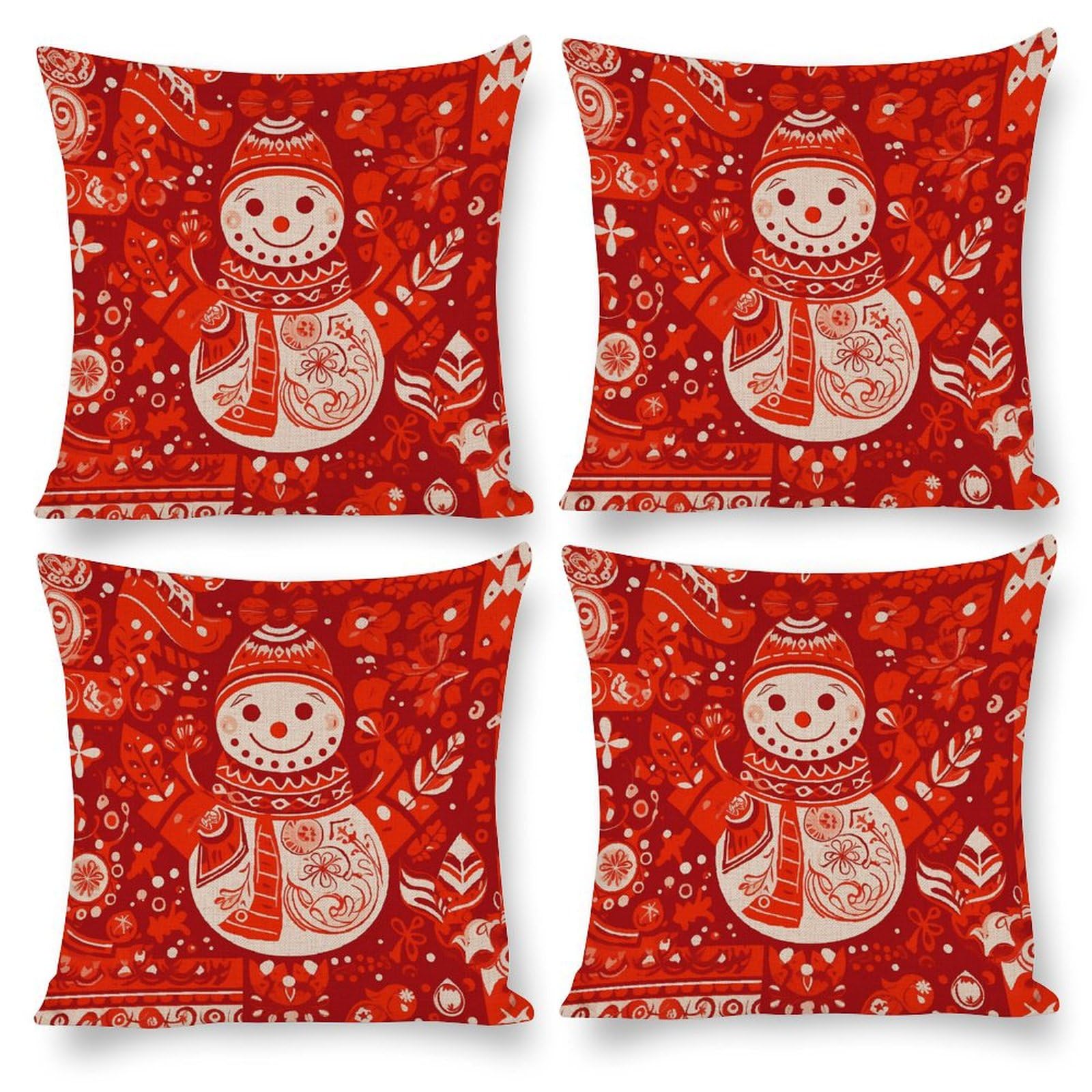 Housse de coussin motif bonhomme de neige, idée cadeau pour la maison