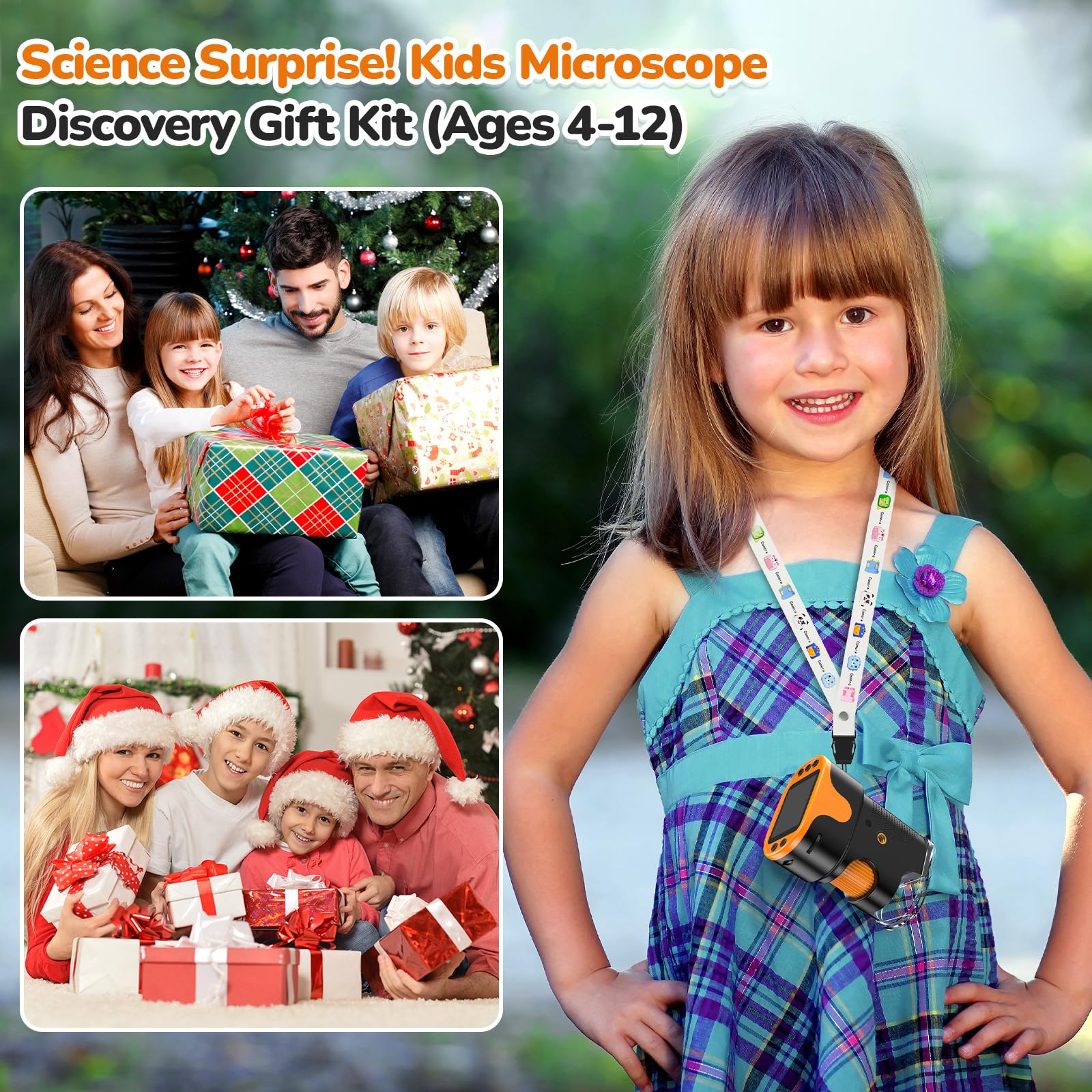 Microscopio per bambini lente d'ingrandimento portatile ragazzi ragazze 4-12